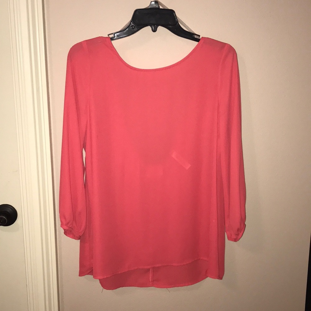 pink long sleeve blouse
